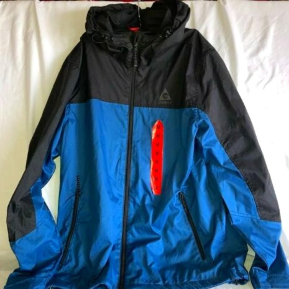 NWT - Men's Lightweight Windbreaker Jacket Hooded Sz Med Blue Black by G…
